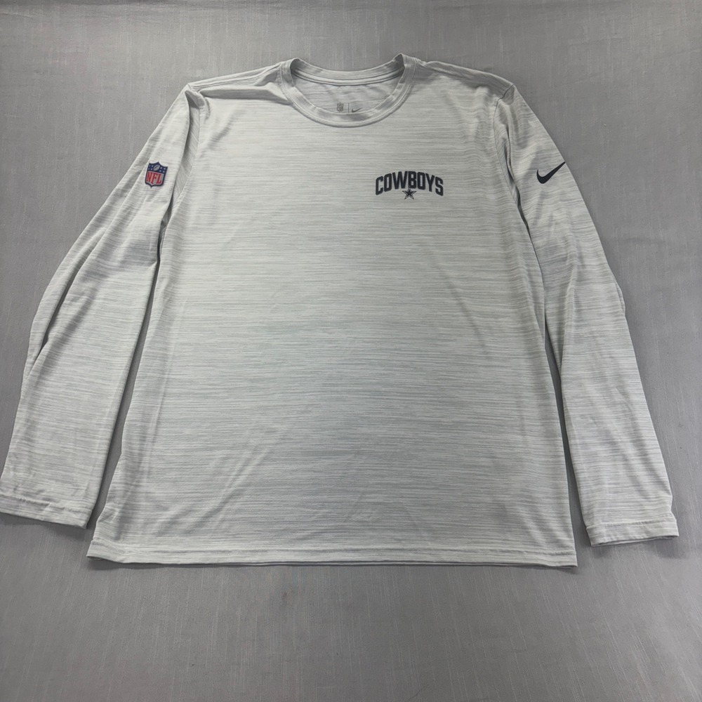 Nike Dallas Cowboys Long Sleeve Shirt Mens XL Dri-FIT Gray Onfield Apparel Tee